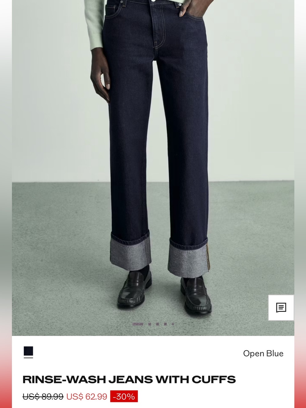 RINSE-WASH JEANS WITH CUFFS - Picture 4 of 5